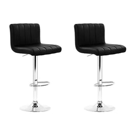 2x Bar Stools Gas Lift Leather Chairs Black Furniture Kings Warehouse 