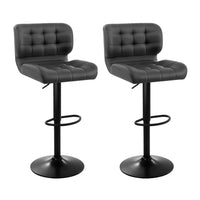 2x Bar Stools Gas Lift Leather Padded Grey Furniture Kings Warehouse 