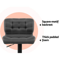 2x Bar Stools Gas Lift Leather Padded Grey Furniture Kings Warehouse 