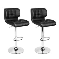 2x Bar Stools Gas Lift Leather Padded Stool Black Furniture Kings Warehouse 