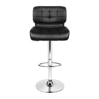 2x Bar Stools Gas Lift Leather Padded Stool Black Furniture Kings Warehouse 