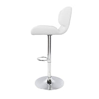 2x Bar Stools Gas Lift Leather Padded White Furniture Kings Warehouse 