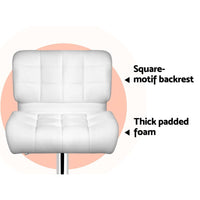 2x Bar Stools Gas Lift Leather Padded White Furniture Kings Warehouse 