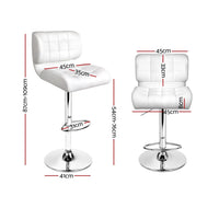 2x Bar Stools Gas Lift Leather Padded White Furniture Kings Warehouse 