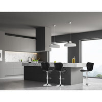 2x Bar Stools Gas Lift Leather Seat Black Furniture Kings Warehouse 