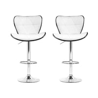 2x Bar Stools Gas Lift Leather Seat White Furniture Kings Warehouse 