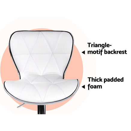 2x Bar Stools Gas Lift Leather Seat White Furniture Kings Warehouse 
