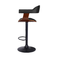 2x Bar Stools Gas Lift Leather w/Armrest All Black Furniture Kings Warehouse 