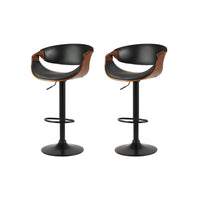 2x Bar Stools Gas Lift Leather w/Armrest Furniture Kings Warehouse 