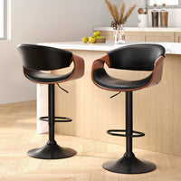 2x Bar Stools Gas Lift Leather w/Armrest Furniture Kings Warehouse 