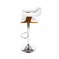 2x Bar Stools Gas Lift Leather w/Armrest White Furniture Kings Warehouse 