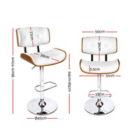 2x Bar Stools Gas Lift Leather White Furniture Kings Warehouse 