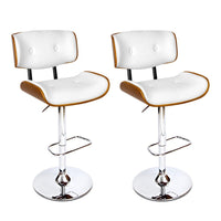 2x Bar Stools Gas Lift Leather White Furniture Kings Warehouse 