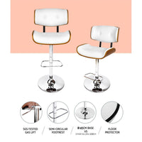 2x Bar Stools Gas Lift Leather White Furniture Kings Warehouse 