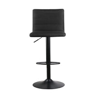 2x Bar Stools Gas Lift Linen Fabric Black Furniture Kings Warehouse 