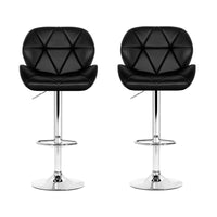 2x Bar Stools Gas Lift Padded Leather Black Furniture Kings Warehouse 
