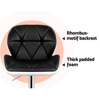 2x Bar Stools Gas Lift Padded Leather Black & White Furniture Kings Warehouse 