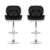 2x Bar Stools Gas Lift Padded Leather Black & White Furniture Kings Warehouse 