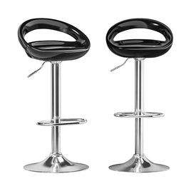 2x Bar Stools Gas Lift Plastic Seat Black Furniture Kings Warehouse 