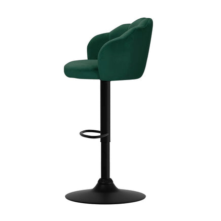 2x Bar Stools Gas Lift Velvet Green Furniture Kings Warehouse 