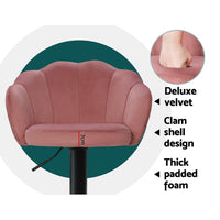 2x Bar Stools Gas Lift Velvet Pink Furniture Kings Warehouse 