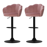 2x Bar Stools Gas Lift Velvet Pink Furniture Kings Warehouse 