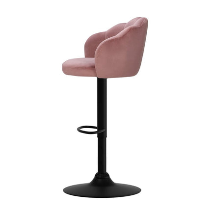 2x Bar Stools Gas Lift Velvet Pink Furniture Kings Warehouse 