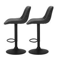 2x Bar Stools Gas Lift Vintage Leather Black Furniture Kings Warehouse 