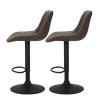 2x Bar Stools Gas Lift Vintage Leather Brown Furniture Kings Warehouse 