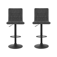 2x Bar Stools Gas Lift Vintage Leather Grey Furniture Kings Warehouse 