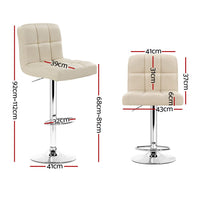 2x Bar Stools Leather Gas Lift Beige Furniture Kings Warehouse 