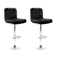2x Bar Stools Leather Gas Lift Black Furniture Kings Warehouse 