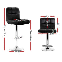 2x Bar Stools Leather Gas Lift Black Furniture Kings Warehouse 