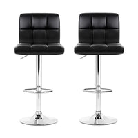 2x Bar Stools Leather Gas Lift Black Furniture Kings Warehouse 