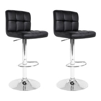 2x Bar Stools Leather Gas Lift Black Furniture Kings Warehouse 