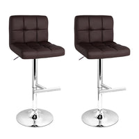 2x Bar Stools Leather Gas Lift Brown Furniture Kings Warehouse 
