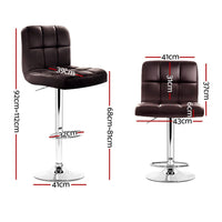 2x Bar Stools Leather Gas Lift Brown Furniture Kings Warehouse 