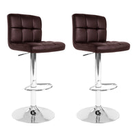 2x Bar Stools Leather Gas Lift Brown Furniture Kings Warehouse 