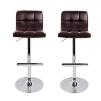 2x Bar Stools Leather Gas Lift Brown Furniture Kings Warehouse 