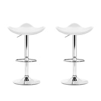 2x Bar Stools Leather Gas Lift Chair White Furniture Kings Warehouse 