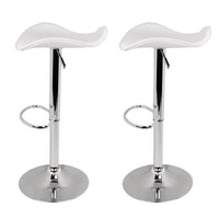 2x Bar Stools Leather Gas Lift Chair White Furniture Kings Warehouse 