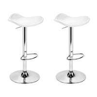 2x Bar Stools Leather Gas Lift Chair White Furniture Kings Warehouse 