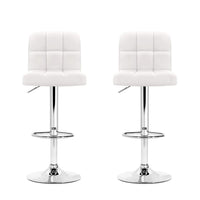 2x Bar Stools Leather Gas Lift White Furniture Kings Warehouse 