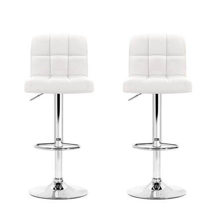2x Bar Stools Leather Gas Lift White Furniture Kings Warehouse 