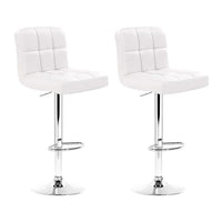 2x Bar Stools Leather Gas Lift White Furniture Kings Warehouse 