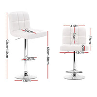 2x Bar Stools Leather Gas Lift White Furniture Kings Warehouse 