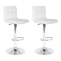 2x Bar Stools Leather Gas Lift White Furniture Kings Warehouse 