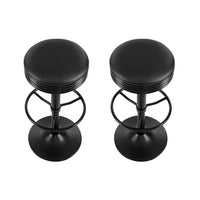 2x Bar Stools Leather Padded Gas Lift Black Furniture Kings Warehouse 