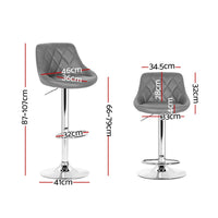 2x Bar Stools Leather Padded Gas Lift Grey Furniture Kings Warehouse 