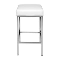 2x Bar Stools Leather Padded Metal White Furniture Kings Warehouse 